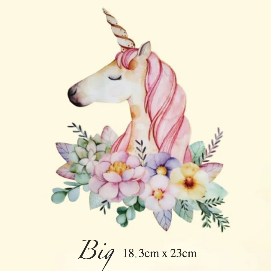 A1 Unicorn Big Мультфильм животных теплопередачи железа на заплатках ткань наклейка s GradeA наклейка с термопереносом единорог; Фламинго полоски на одежде - Цвет: A1 Unicorn Big