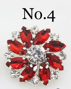 No.4 Red LKERAN 28 мм 1 шт. модные стразы кристаллы пуговицы цветок хвостовик Кнопка DIY серебро Металл Швейные декоративные аксессуары для одежды - Цвет: No.4 Red