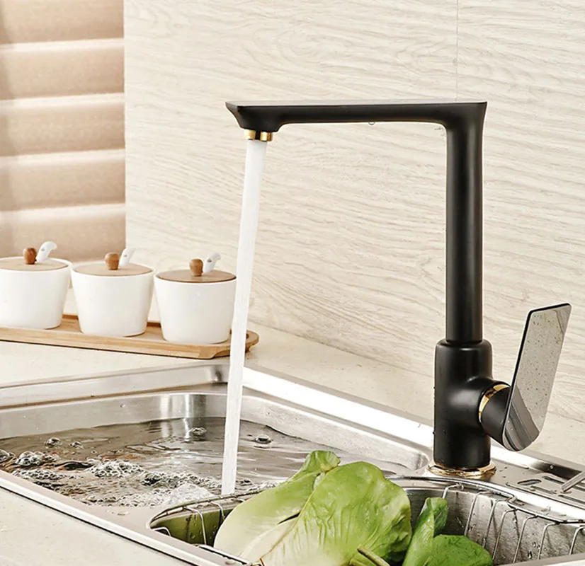

Luxury Design Hot Cold Water Mixer Tap Single Handle 5 Colors Black Kitchen Faucet Sink Tap