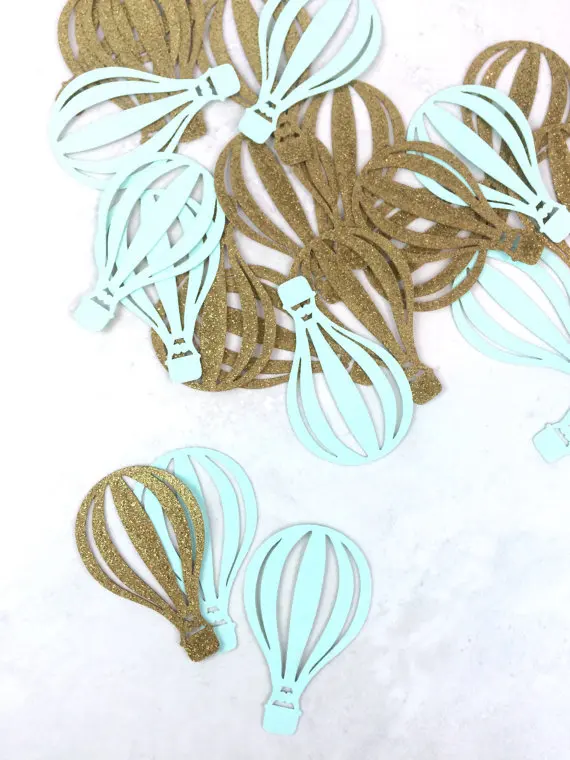 

Hot Air Balloon Confetti | Up Up and Away | Baby Shower Party Decorations | Hot Air Balloon Table decor scrapbook Confettis