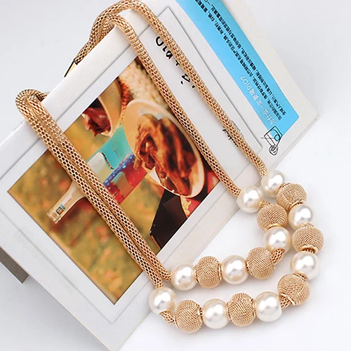 Женская двухслойная сетчатая цепь Bluelans круглые искусственные жемчужные шармы