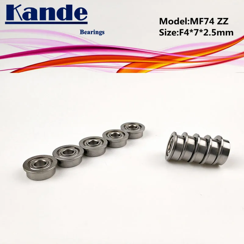 Kande Bearings 10PCS MF74ZZ MF74Z MF74 MF74 ZZ  MF74 Miniature Flange Bearing F4x7x2.5mm images - 2