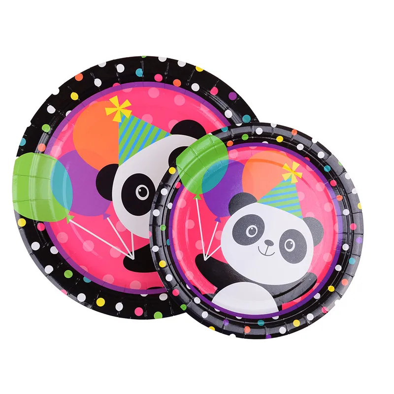 Lovely Cartoon Panda Paper Plate Cup Flag Banner Popcorn Box Party Decoration For Kids Birthday Supplies | Дом и сад