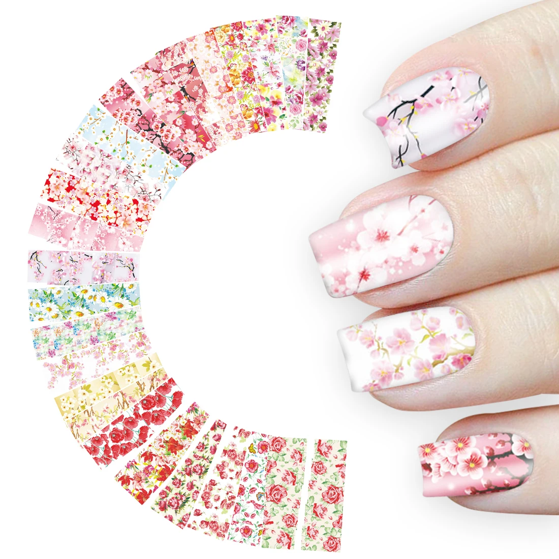 Переводные наклейки для ногтей с цветами вишни 24 шт.|manicure decoration|water nail decalsnail art