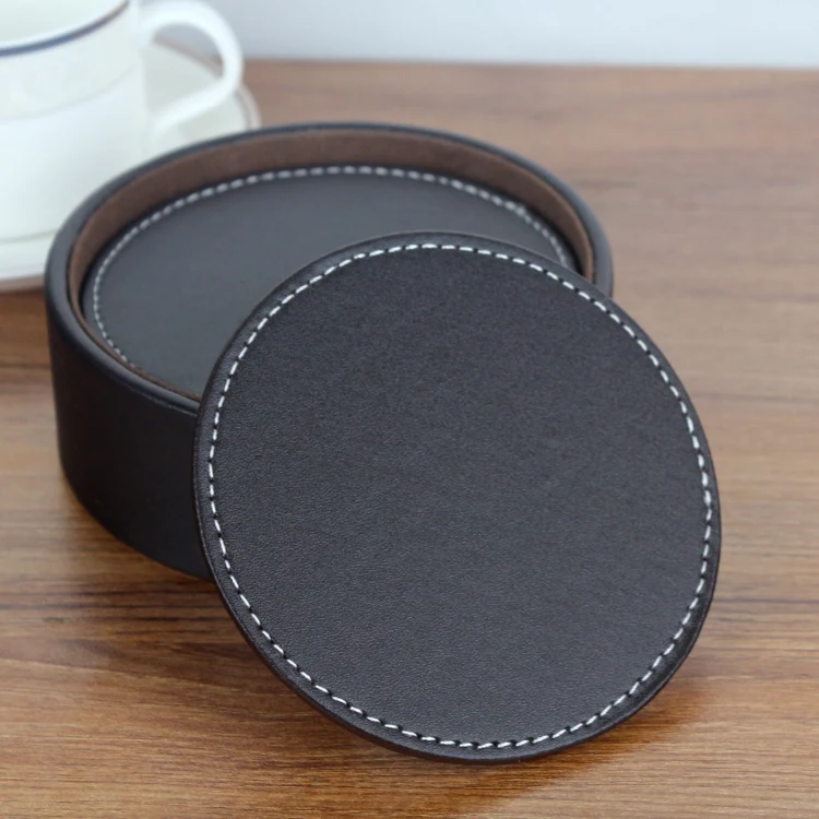 Упаковка из 6 шт. прочный коврик для чашки искусственной кожи круглая подставка