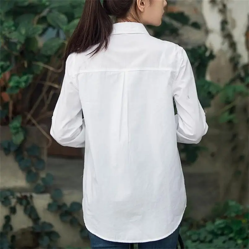 Блузка Dioufond Женская с длинным рукавом хлопковая рубашка для работы и школы