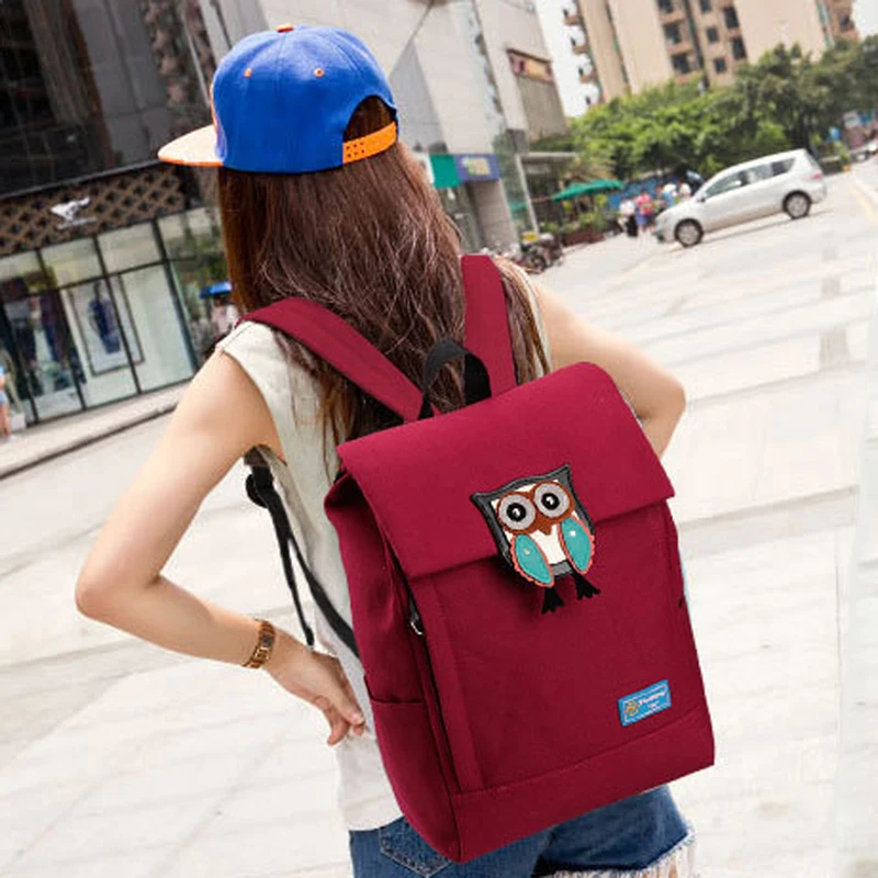 coofit Girls Fashion Backpack Lovely Owl Pattern Canvas Travel School Bags Rucksack For Women Escolar Mochila Feminina | Багаж и сумки