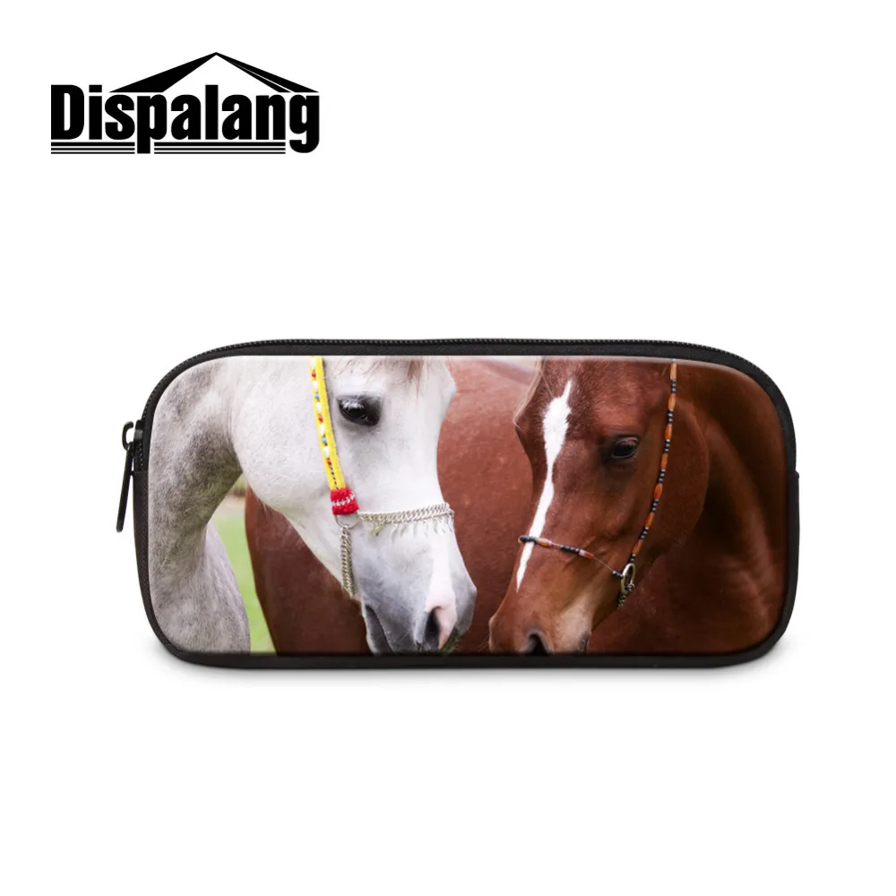 Студенческие пеналы Dispalang с принтом лошадей женская сумка для макияжа ручек