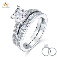 peacock star wedding engagement bridal ring set 1 5 ct princess cut solid 925 sterling silver cfr8009s