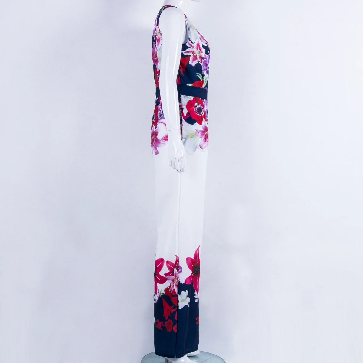 Женский комбинезон с цветочным принтом Клубная одежда глубоким v-образным