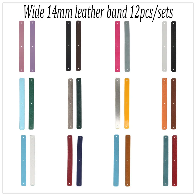 14mm 1lot leather Кремо манжеты браслеты для женщин Жоржет нержавеющая сталь сменные Cuir полые Кожаный Браслет Bijoux Femme золотой цвет - Окраска металла: 14mm 1lot leather