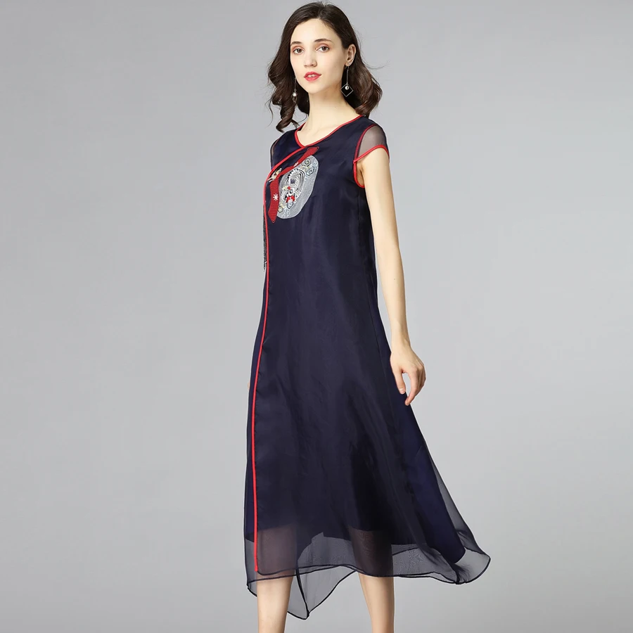 Женское винтажное платье из натурального шелка свободное пляжное с цветочной