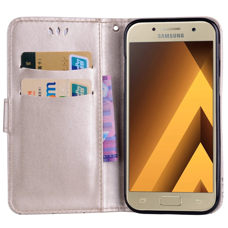 Мода бабочка телефон чехол для samsung Galaxy A5 2017 искусственная кожа + Мягкий