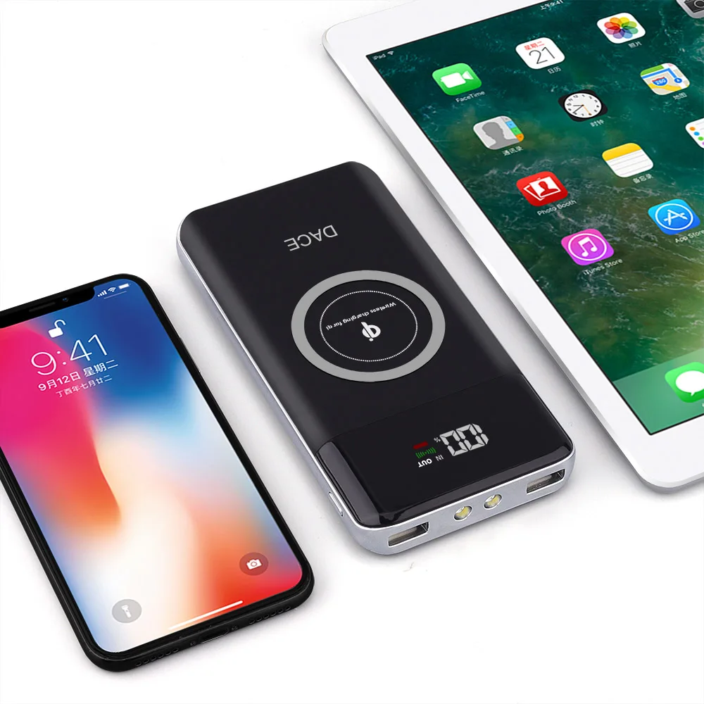 10000 мАч QI Беспроводное зарядное устройство внешний аккумулятор для iPhone XS Max XR X 8 Plus