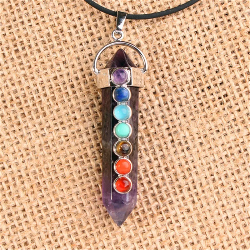 Семь драгоценный камень для чакры призмы 7 ЧАКРА КРИСТАЛЛ Камни Точка подвеска