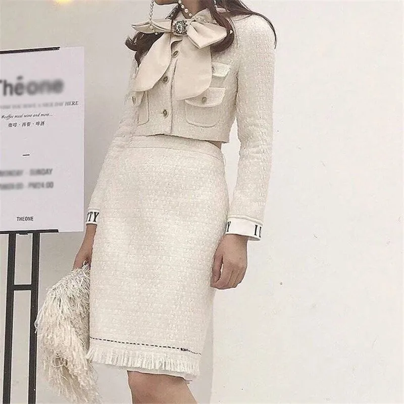 Женский комплект с юбкой из 2 предметов элегантные платья полиэстера отложным