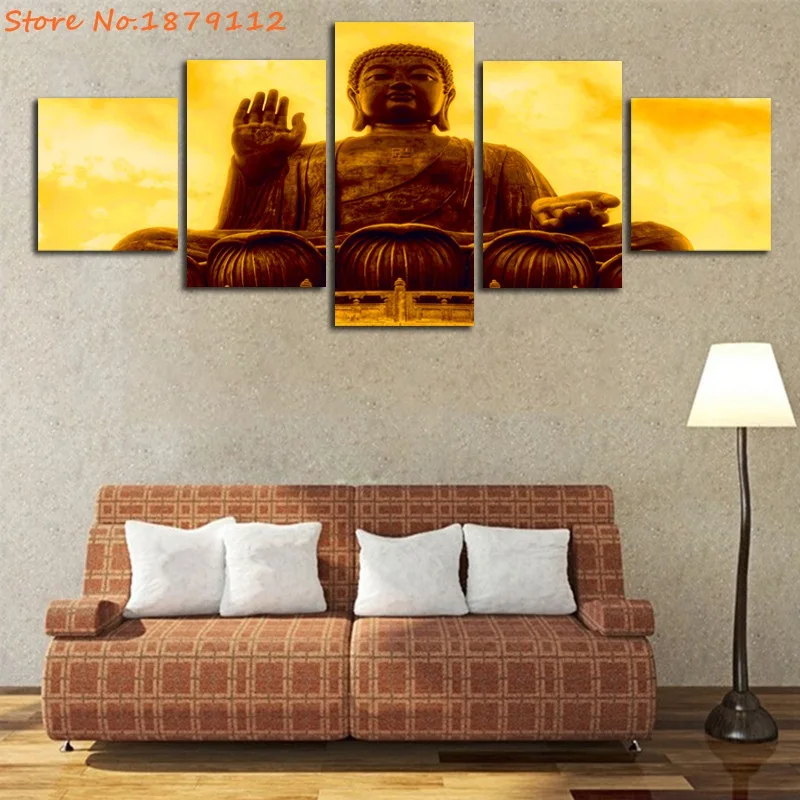 Горячая продажа без рамы 5 панелей картина Тянь Тан Будда HD холст печать живопись