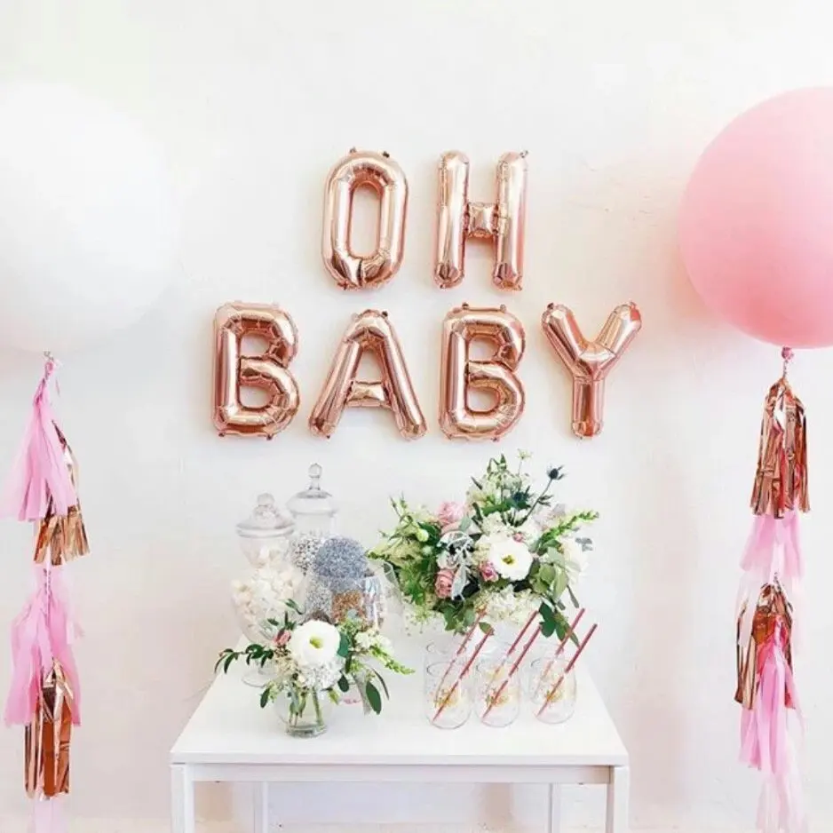 16 дюймов с надписью OH BABY Пол раскрыть письмо Фольга воздушные шары для маленьких