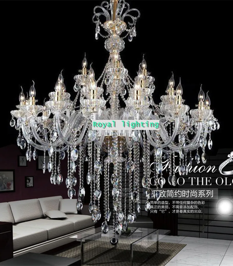Богемский стиль большая прозрачная Хрустальная люстра led канделябро для