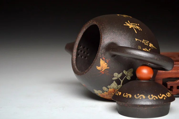 Фиолетовый чайник с яйцами дракона Zisha цветным рисунком из исинской глины