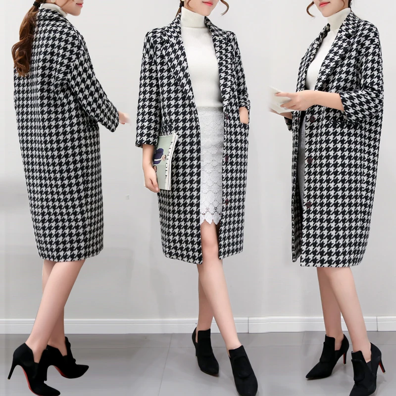 Женское шерстяное пальто длинное с отворотом в Корейском стиле 2019|women overcoat|women