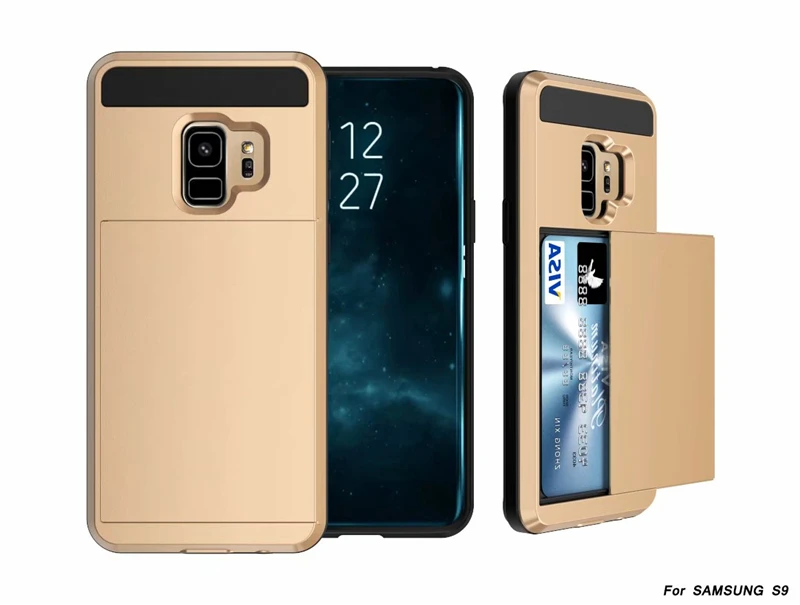 gold Для samsung Galaxy S10e S9 S8 Note 10 Plus чехол-кошелек с отделением для кредитных карт PC чехол для S6 S7 Edge TPU Защитный противоударный чехол - Цвет: gold