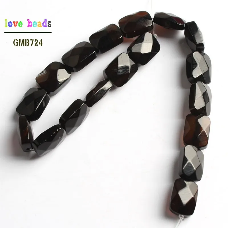 black agate 8*11 мм натуральный камень Бусины граненый тигровый глаз Howlite свободные бусы прямоугольной формы для самостоятельного изготовления ювелирных изделий браслет 20 см прядь - Цвет: black agate