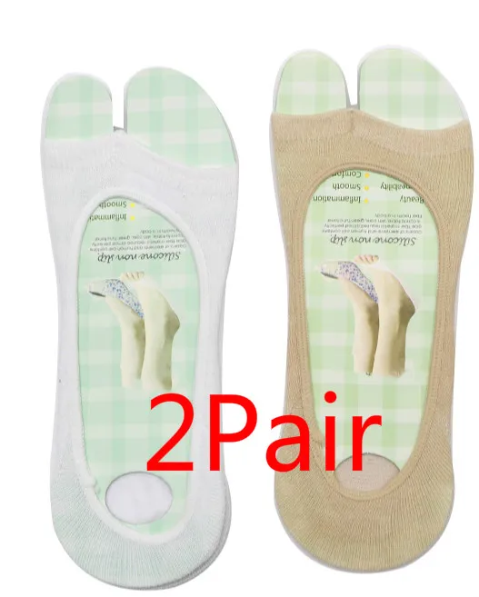 2 Pair 1/3/4Pairs Women Silicone Invisible Cotton Socks Slippers for Girls Summer Thin Boat Socks Non Slip Low Cut Ankle Sox Calcetines - Цвет: 2 Pair