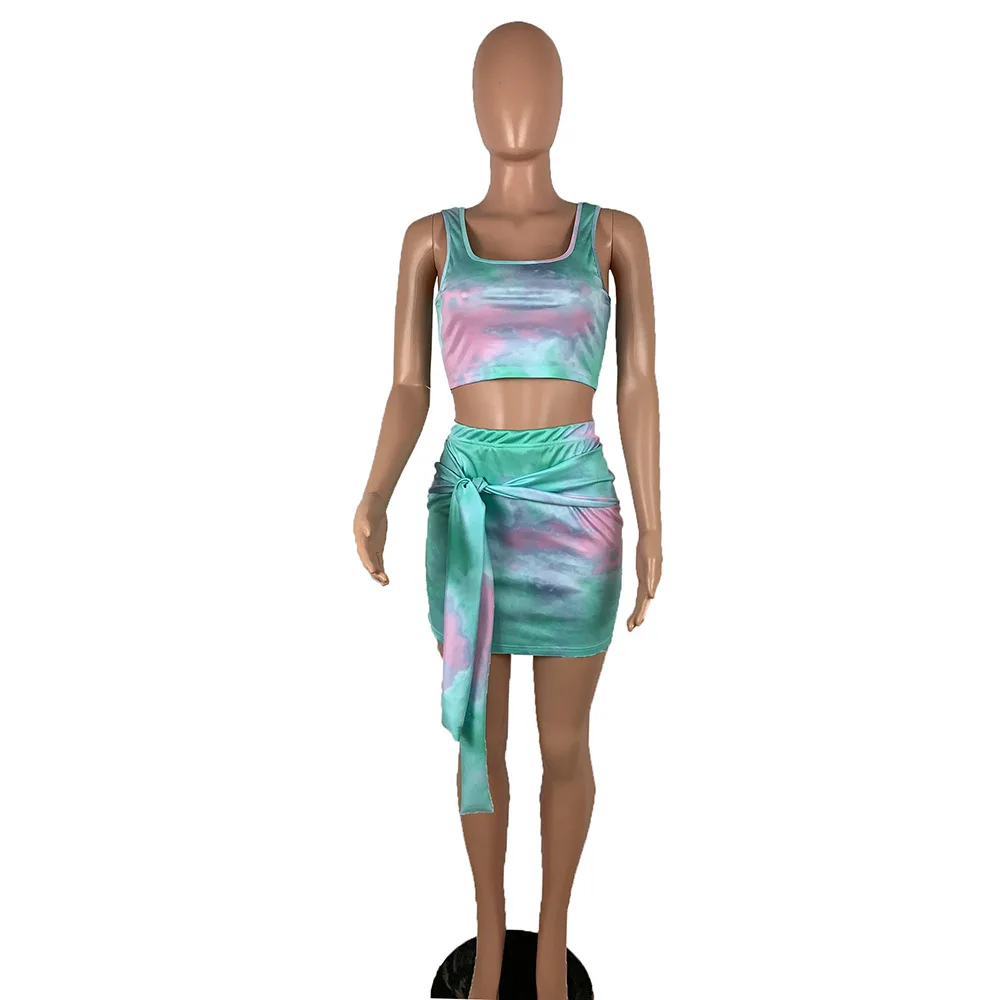 Женский спортивный костюм из двух предметов укороченный топ без рукавов с