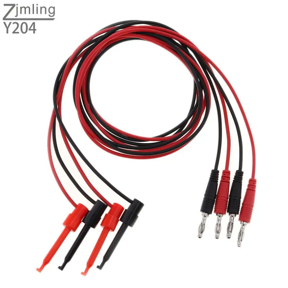 4pcs/lot 4mm Lantern Plug to Test Hook Clip Probe Test Leads Wire Cable for Multi Meter Digital Multimeter Tester Equipment