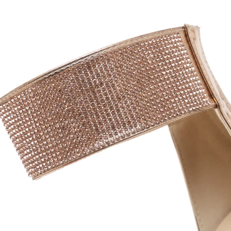 Zapatos mujer дамские сандалии на платформе Летние босоножки молнии с кристаллами