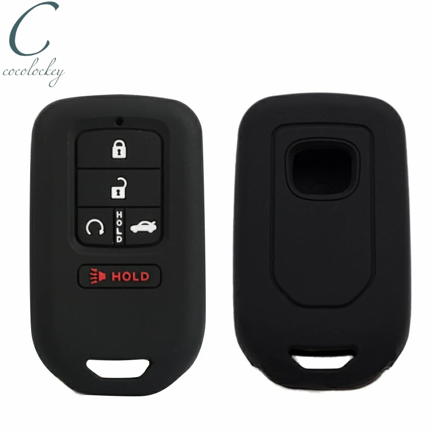 Cocolockey Silicone Car Key Case for Honda Accord Civic Pilot Fit 2015 2016 2017 2018 5 button Remote Key Cover Fob Car Styling