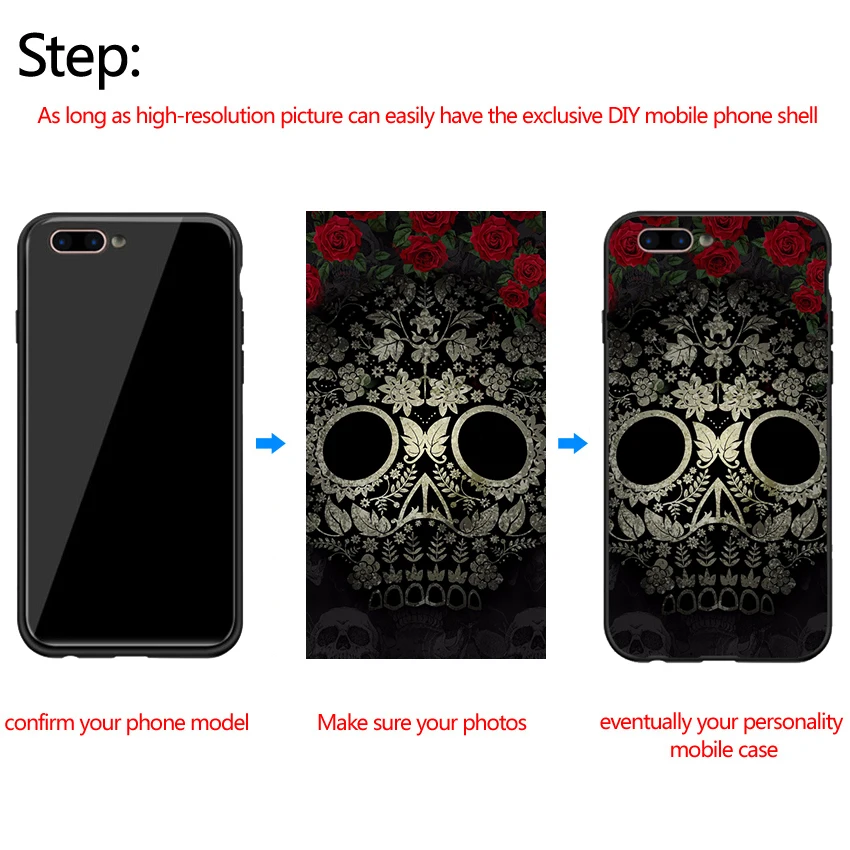 LPWZHMG DIY Photo Customized Logo Tempered Glass Phone Case For Apple iPhone X XS max XR 7 8 Plus 6S 6 5S Back Cover Cases |
