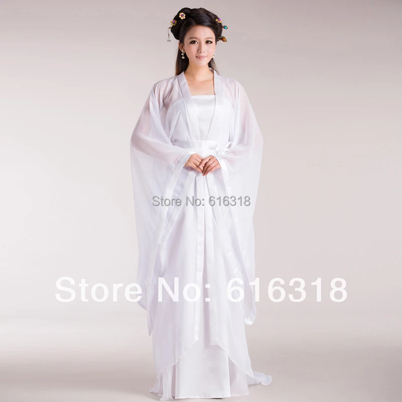 Костюм старинный китайский дракон Фея Меч леди белый и красный качественный