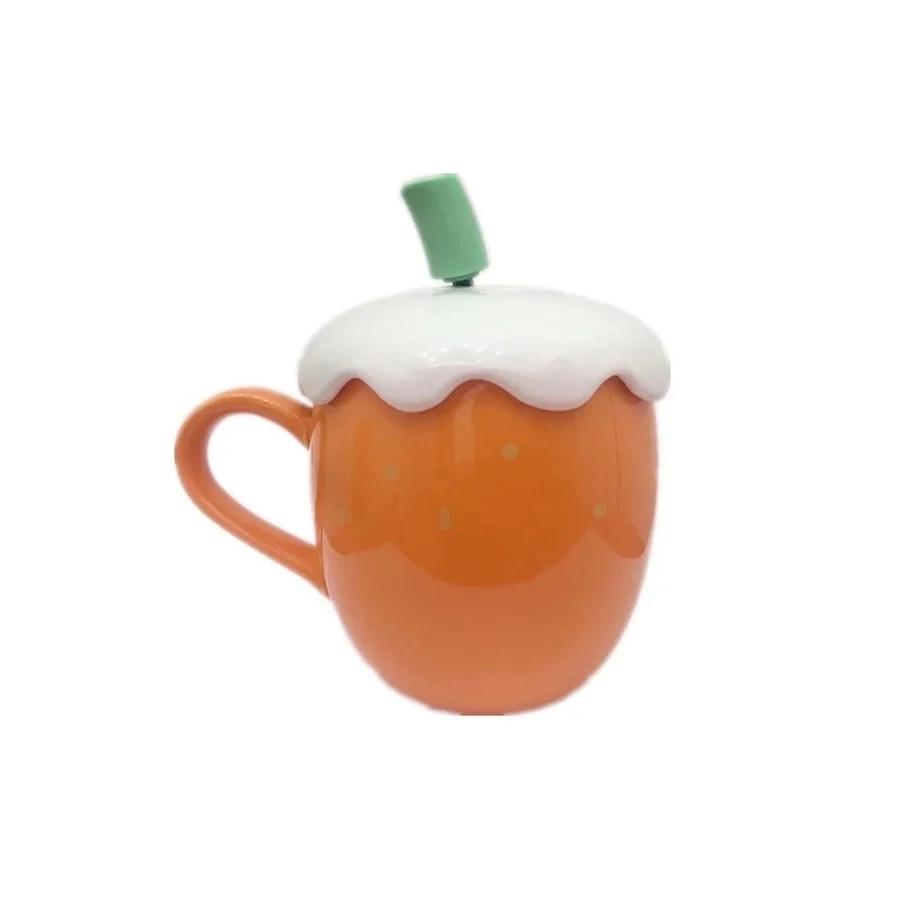 Милая мультяшная кружка для воды с клубничкой керамическая крышкой и ложкой