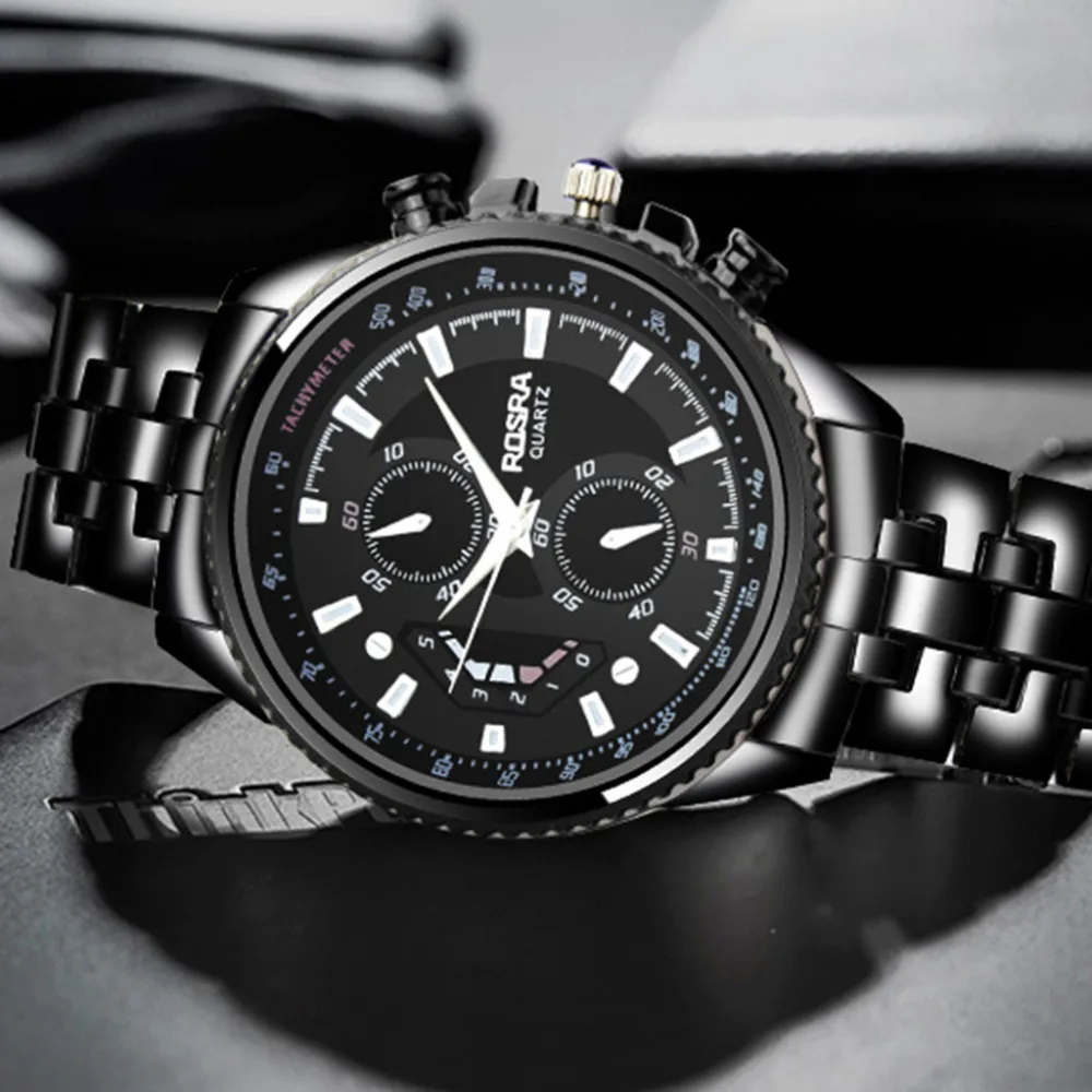 Роскошные мужские кварцевые часы 2019 модные повседневные Черные деловые из