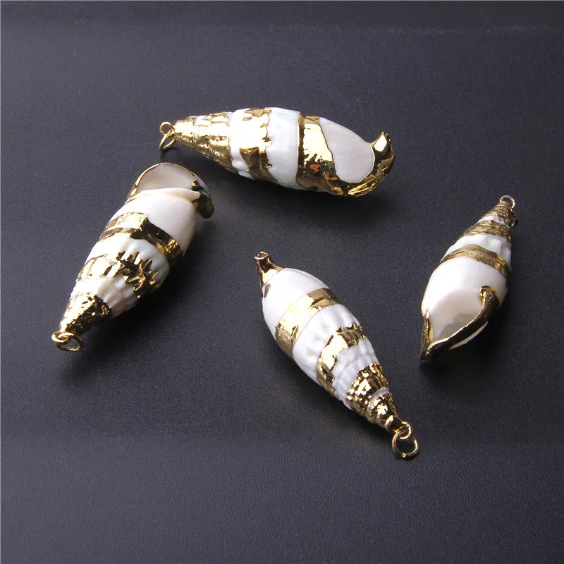 4 шт. 15 2*48 9 мм раковины из натурального моря очаровательные Позолоченные белые