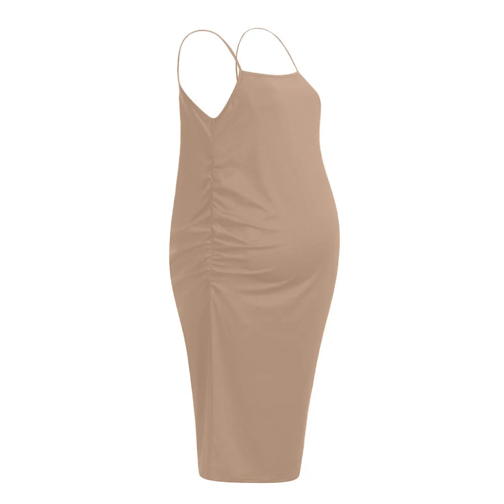 Однотонные платья для беременных облегающие без рукавов на бретельках Ropa Premama