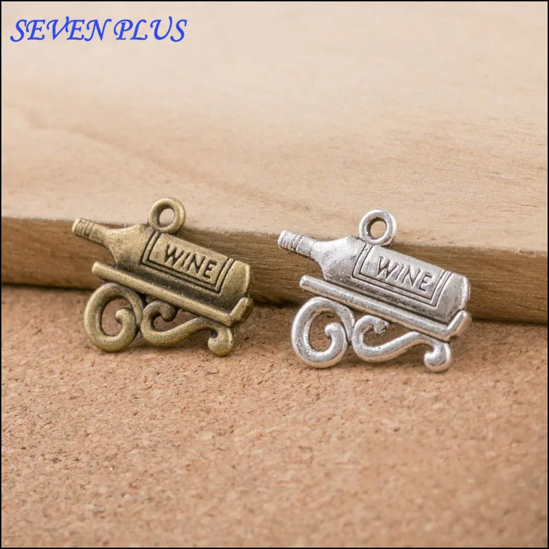 

High Quality 20 Pieces/Lot 17mm*22mm Antique Silver plated Antique Bronze Wine Charm Red Wine Charms For Diy Making