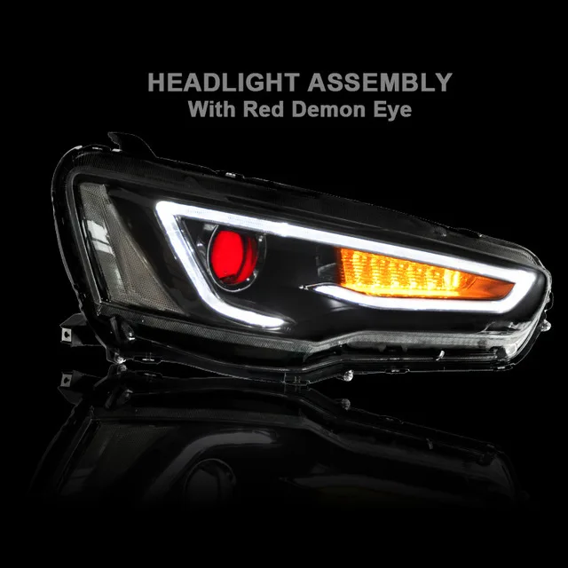 Devil eye VLAND Светодиодная лента головная лампа для Mitsubishi Lancer головной светильник s 2008- Audi Стиль головной светильник двойной луч проектор DRL - Цвет: Devil eye
