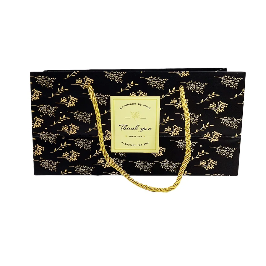 

20 Pcs/lot 26x13cm Leaf Pattern Gift Paper Bag With Handle For Handmade Food Party Wedding Gift Bag Cookies Bag Dessert Bags