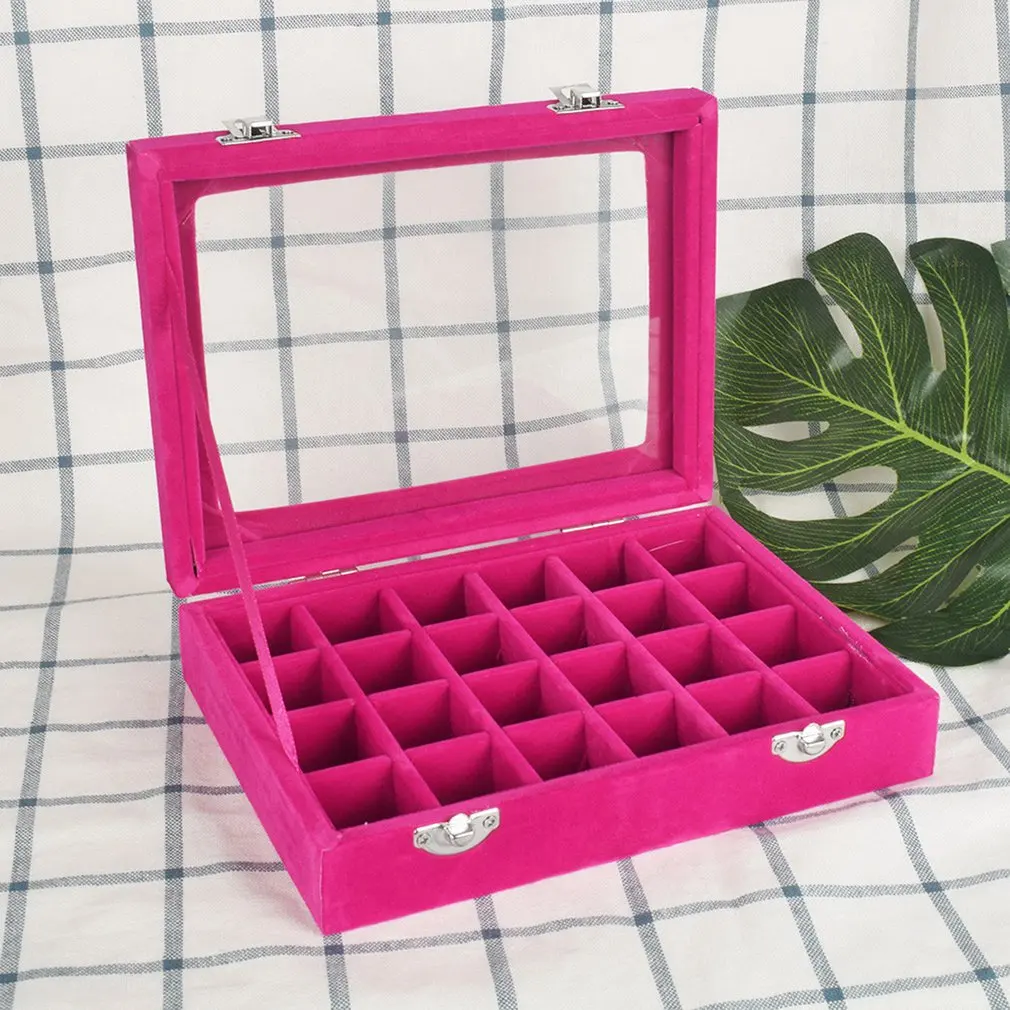 24 слота украшения для дизайна ногтей лака хранения маникюра Органайзер коробка