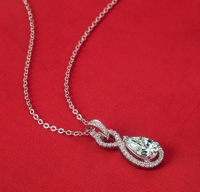 Женский комплект из колье и серёг серебра 925 пробы|tear pendant|tears necklace |