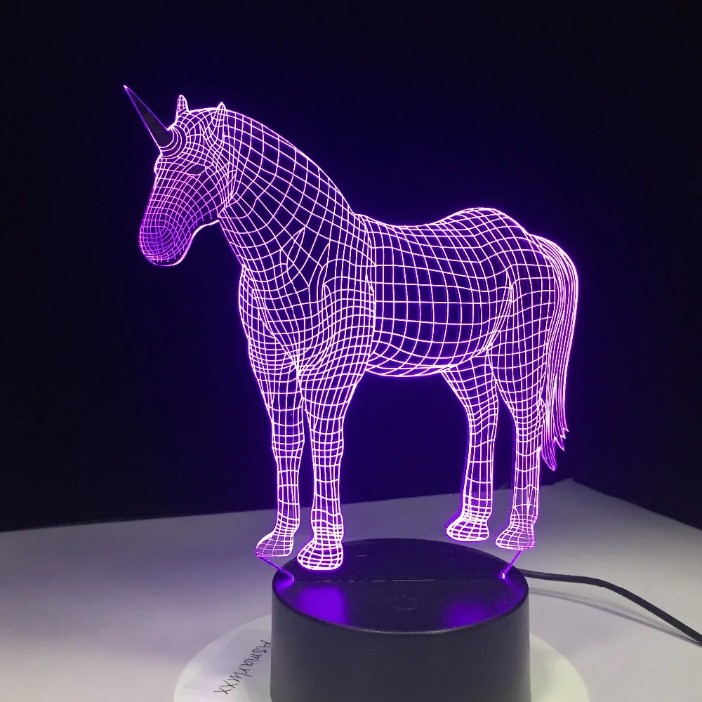 

Cute Unicorn Horse Animal Lights 3D LED Lamp 7 Colorful Acrylic Lamp as Home Decorations Lights Kids Sleeping Lava Lamp GX-996