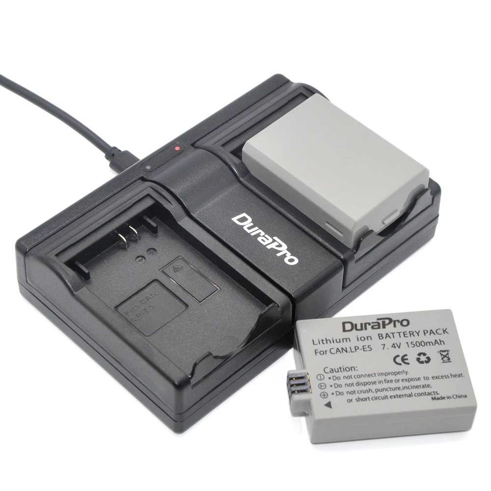 2 шт. DuraPro LP-E5 LPE5 LP E5 Батарея+ USB Dual Зарядное устройство для Canon 500D, 450D, 1000D, EOS Rebel T1i, XS, XSi, поцелуй X3, X2