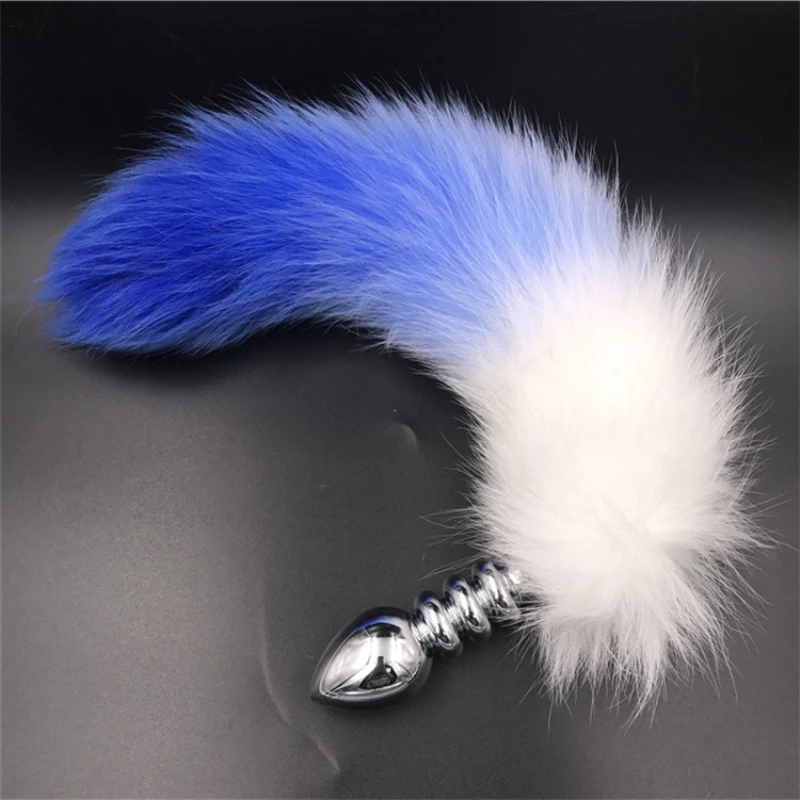 Анальная пробка хвосты Анальный бисер голубые белые расширитель нить из