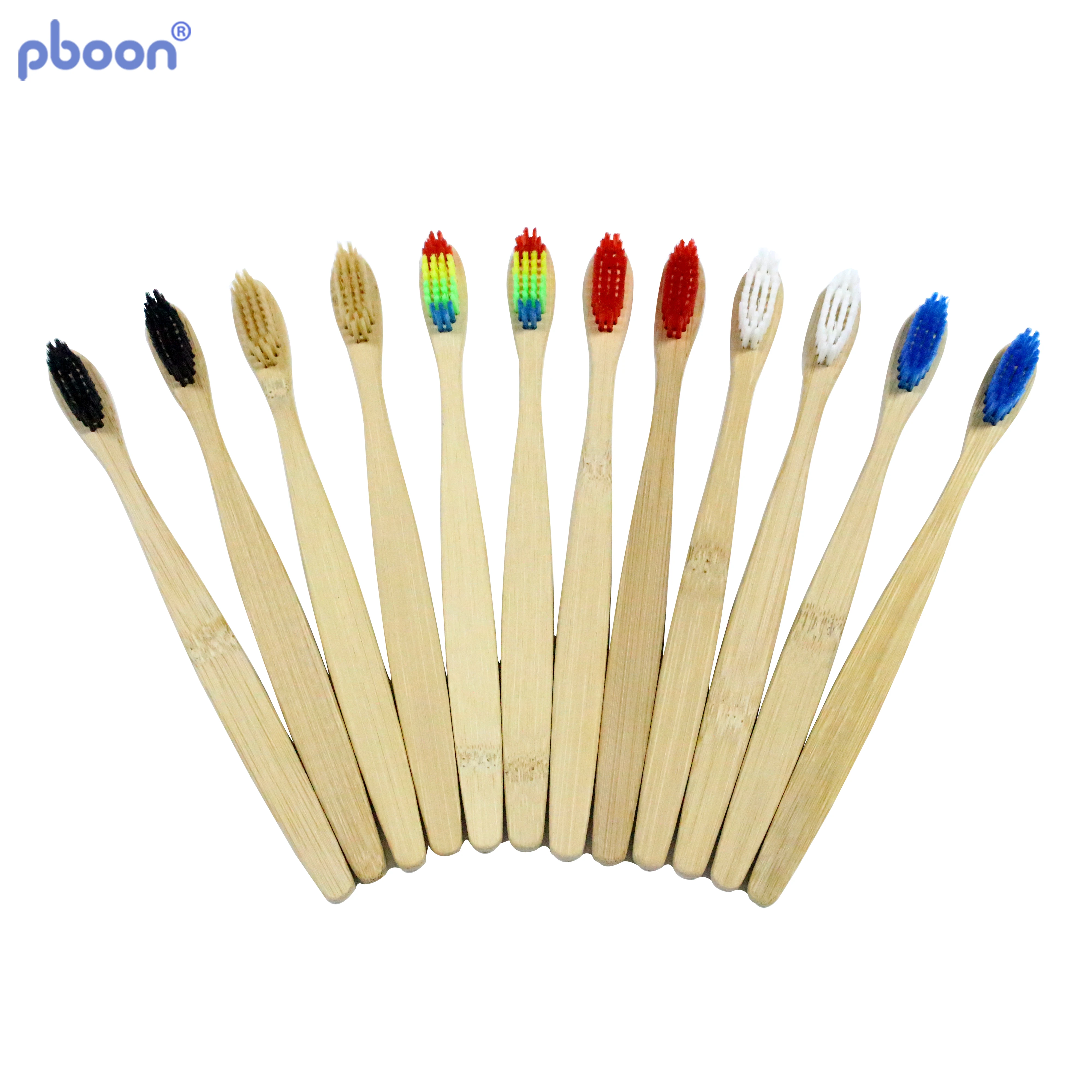 Бамбуковая зубная щетка PBOON 1 шт. с натуральной мягкой щетиной разных цветов на