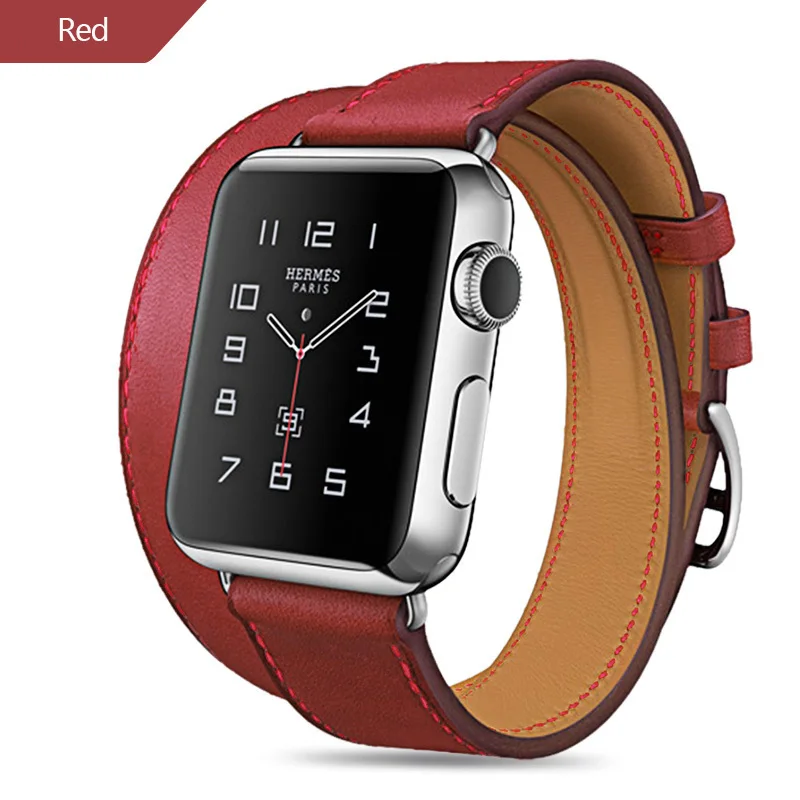 Длинный мягкий кожаный ремешок для Apple Watch Band Iwatch Series 4 3 2 1 40 мм 44 38 42 двойной тур