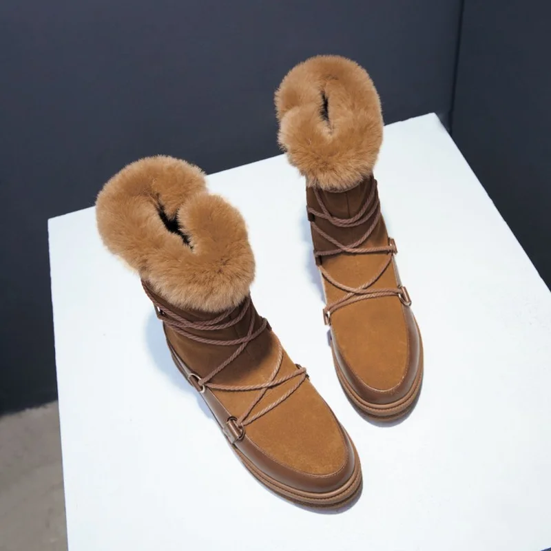 Zapatos De Mujer женские зимние модные повседневные шерстяные ботинки с перекрестной
