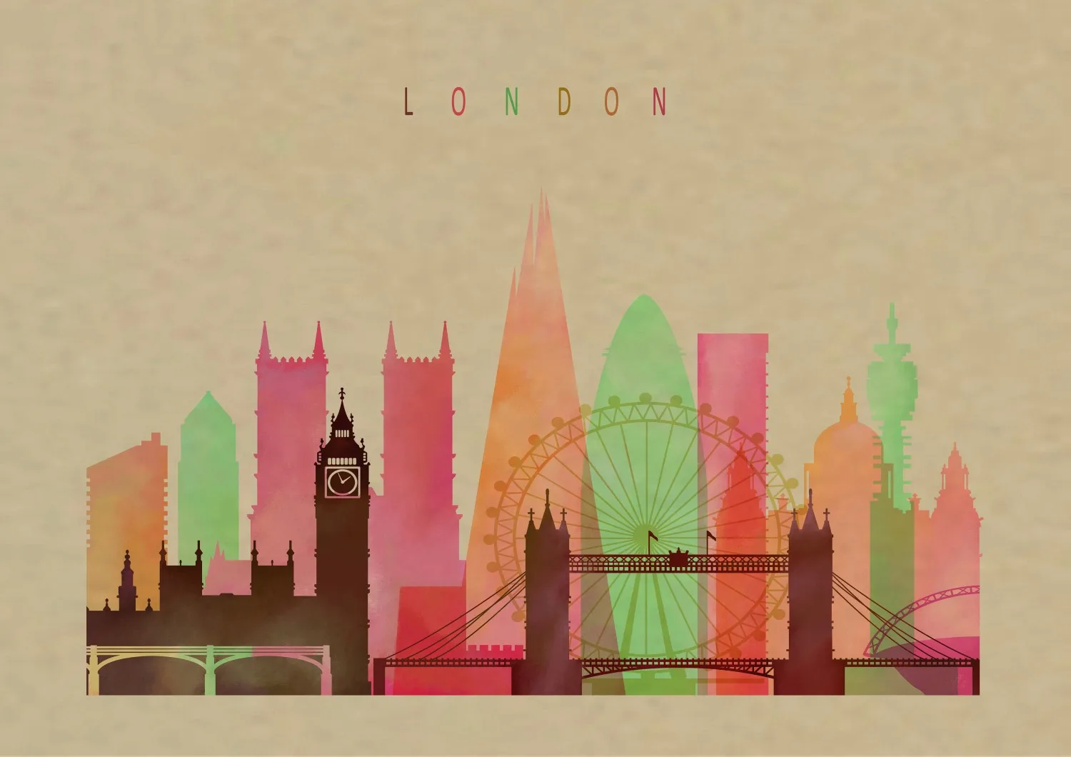 Париж/Рим/LOND0N/знаменитый пейзаж ретро из крафт-бумаги дорожная фотонаклейка